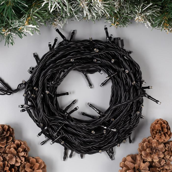 Гирлянда &laquo;Нить&raquo; 10 м, IP44, УМС, тёмная нить, 100 LED, свечение тёплое белое, 220 В