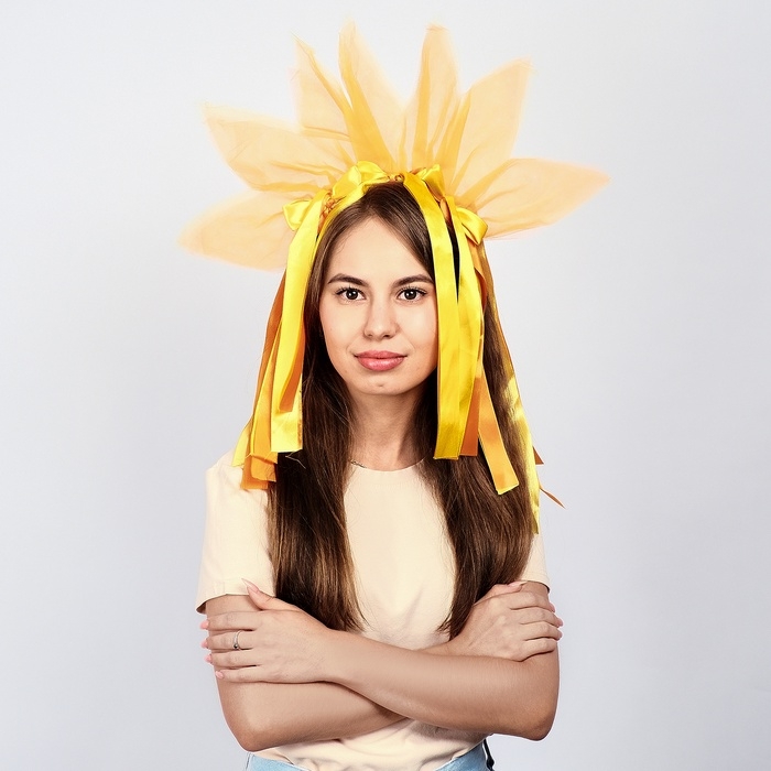 Карнавальный ободок &laquo;Лучистое солнце&raquo;, цвет жёлто-оранжевый