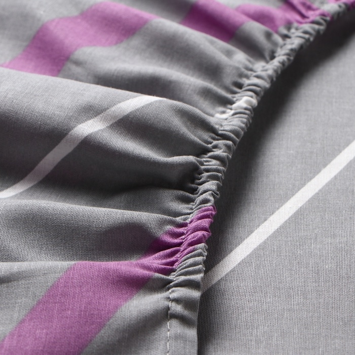 Простыня на резинке Этель Простыня на резинке Этель "Сиренево-серые зигзаги" 180*200*25, 100% хлопок, поплин, 125г/м2