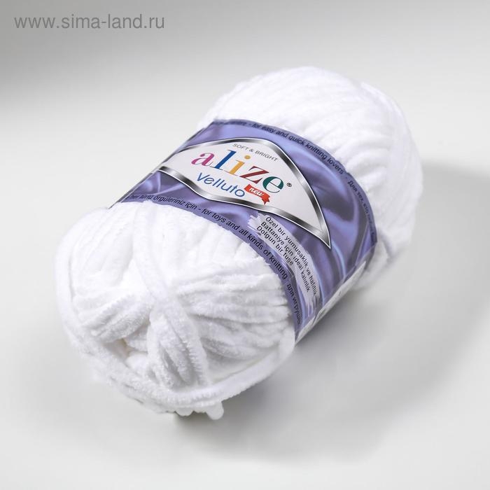 Пряжа Пряжа "Velluto" 100% микрополиэстер 68м/100гр (55 белый)