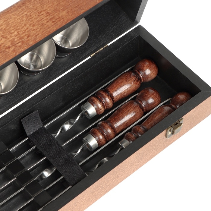 Набор с шампурами подарочный Набор с шампурами подарочный "Классика №1" в кейсе из дерева