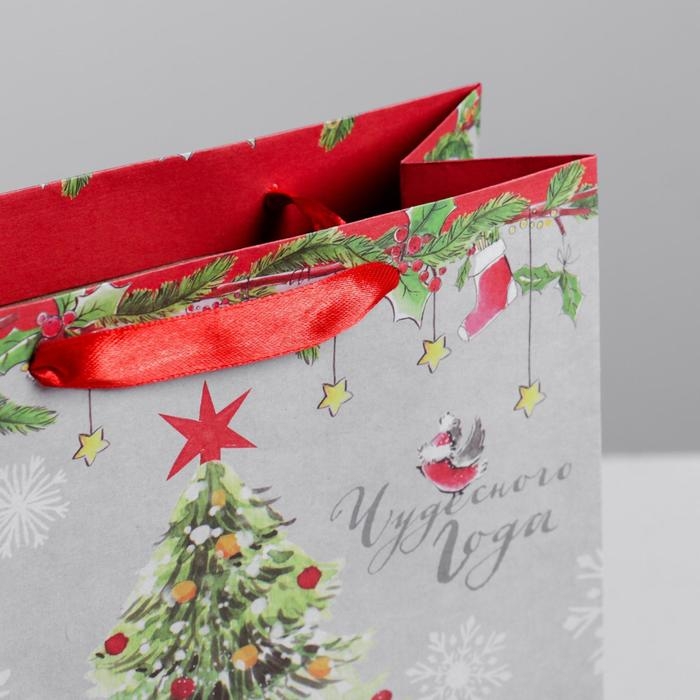 Пакет подарочный новогодний крафтовый вертикальный &laquo;Новогоднего чуда&raquo;, 23 х 27 х 11,5 см, Новый год