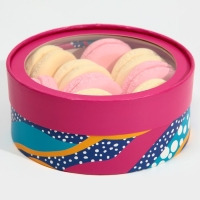 Коробка для макарун, кондитерская упаковка тубус с окном, &laquo;Яркая геометрия&raquo; 16 х 16 х 5 см