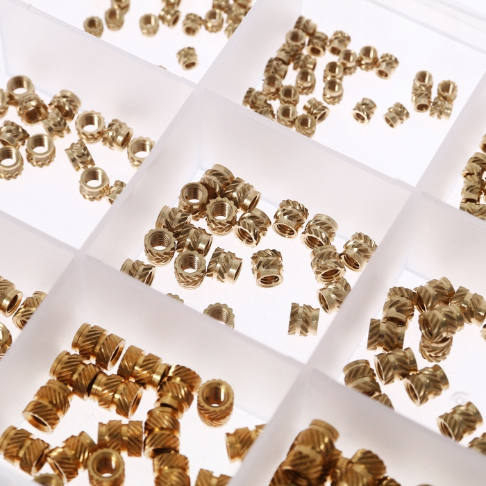 Термоустановочная гайка, латунная, резьба М2/М3/М4, набор 330 шт Термоустановочная гайка, латунная, резьба М2/М3/М4, набор 330 шт