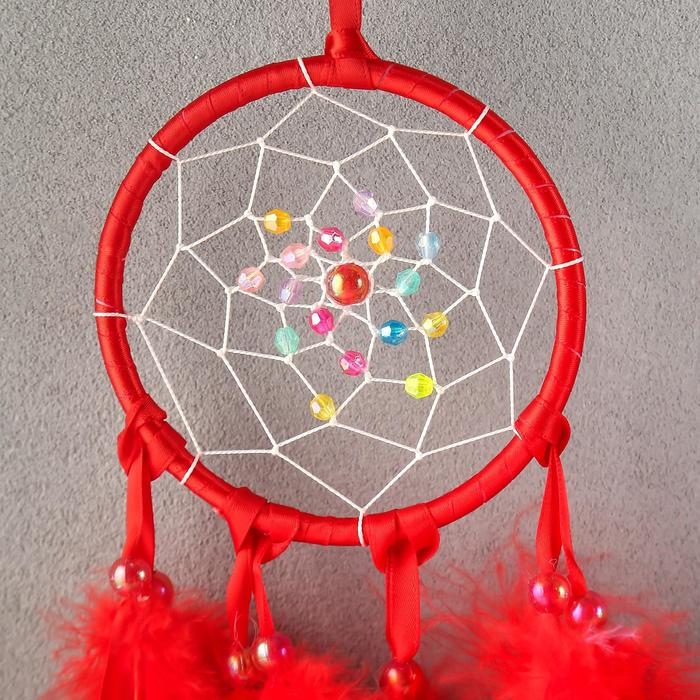 Ловец снов Ловец снов "Паутинка с жемчужинами" d=11 см красный 40 см