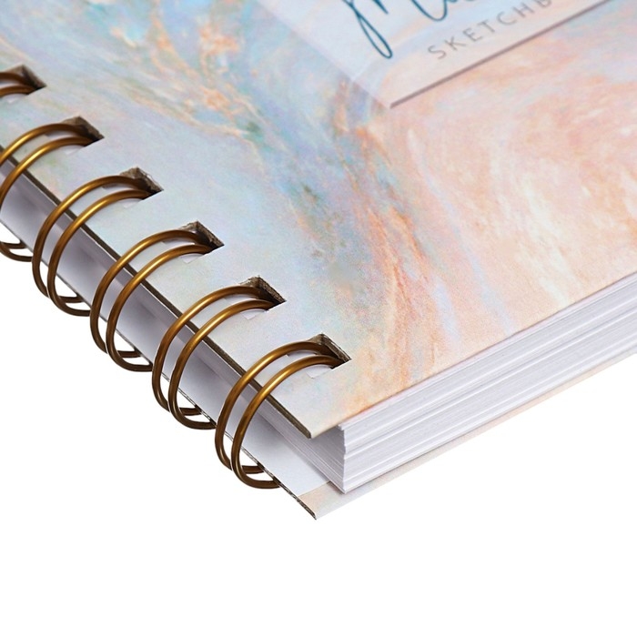 Скетчбук А6, 80 листов на гребне по короткой стороне "Мрамор", твёрдая обложка, блок 100 г/м&sup2;