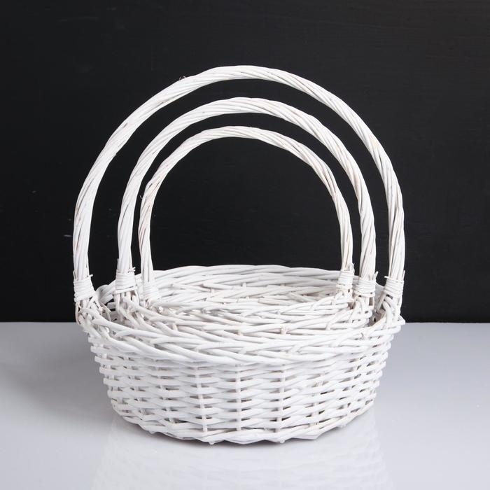 Набор корзин, 3 шт, 39&times;14/40 см,  30&times;12/35 см, 25&times;10/30 см, белый,  ива