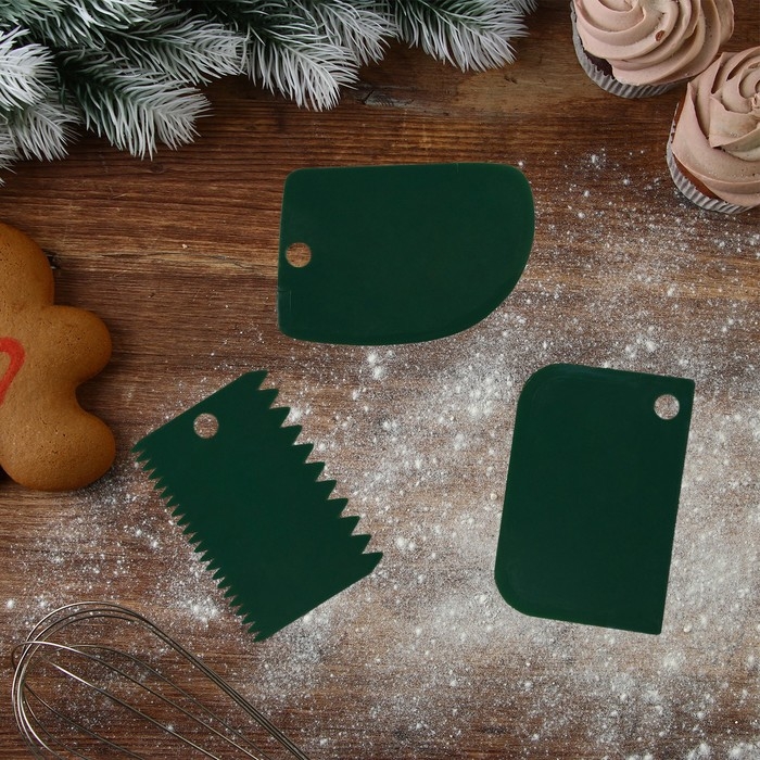 Новый год. Набор кондитерских шпателей &laquo;Чудеса случаются&raquo;, 11.5&times;8 см, 11.2&times;6.5 см, 10&times;7 см, 3 шт