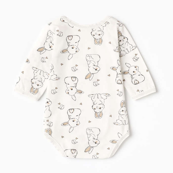 Боди детское с длинным рукавом, цвет белый/зайчики, рост 80