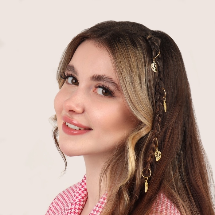 Пирсинг для волос «Листья», 3,5 × 1 см, 10 шт, цвет золотистый Пирсинг для волос «Листья», 3,5 × 1 см, 10 шт, цвет золотистый