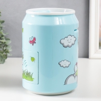 Копилка пластик "Банка. Единорожка" кодовый замок, звук АА голубой 15х21 см