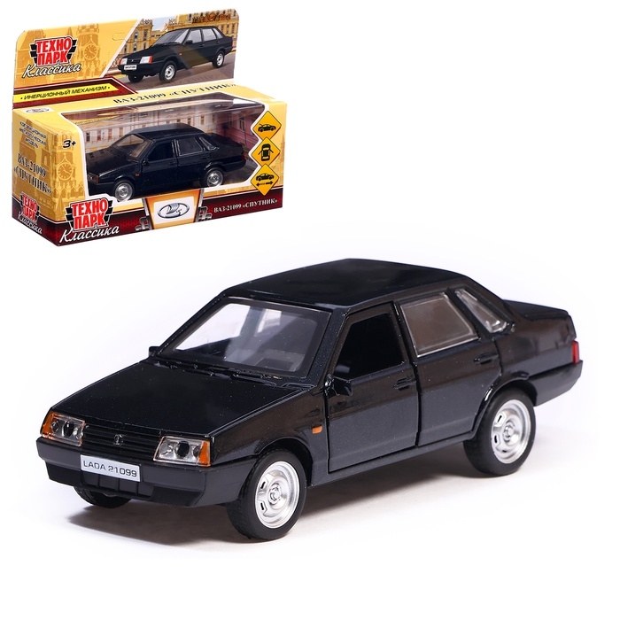 Машинка металлическая LADA-21099, ретро - модель «СПУТНИК», открываются двери, багажник, инерция, 12 см, чёрный Машинка металлическая LADA-21099, ретро - модель «СПУТНИК», открываются двери, багажник, инерция, 12 см, чёрный