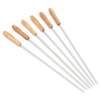 Набор шампуров для шашлыка 6 шт, рукоять - дерево, ширина - 0.7 см, 40 см Набор шампуров для шашлыка 6 шт, рукоять - дерево, ширина - 0.7 см, 40 см