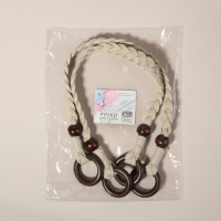 Ручки для сумки, 2 шт, вощёный шнур/дерево, 48 &times; 2 см, цвет бежевый