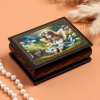 Шкатулка «Ангелочек», черная, 8×10,5 см, лаковая миниатюра Шкатулка «Ангелочек», черная, 8×10,5 см, лаковая миниатюра