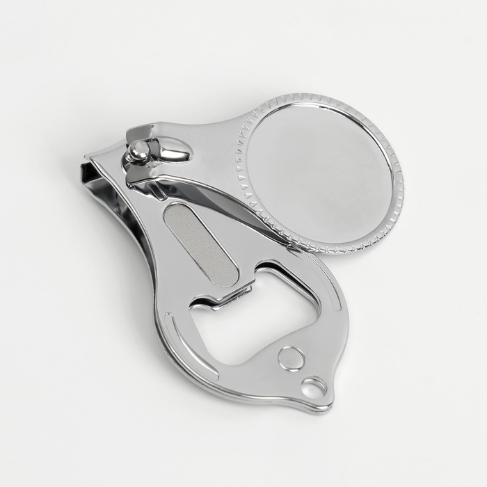 Кусачки-книпсер маникюрные, с пилкой, с открывашкой, 6 см, фасовка 12 шт, цвет серебристый Кусачки-книпсер маникюрные, с пилкой, с открывашкой, 6 см, фасовка 12 шт, цвет серебристый