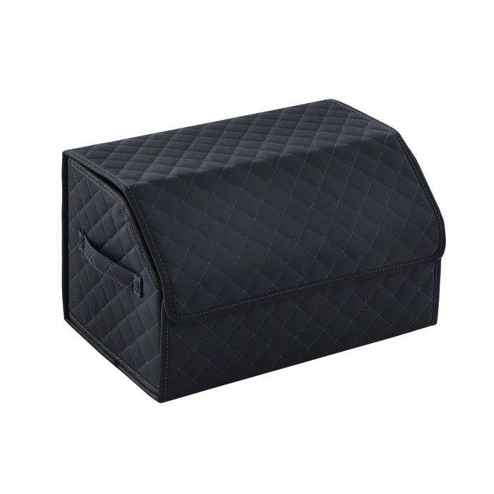 Органайзер кофр в багажник автомобиля LION, экокожа, ромб, 50&times;30&times;30 см, черно-синий