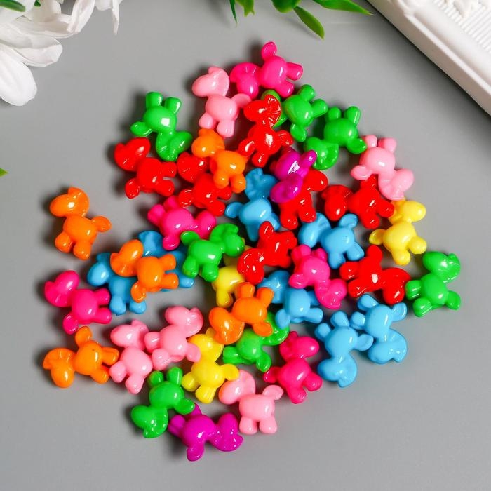 Бусины для творчества пластик "Яркие лошадки" набор 60 шт 1,5х1,5х0,6 см