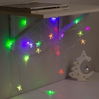 Гирлянда «Нить» 5 м с насадками «Звезда в крапинку», IP20, прозрачная нить, 20 LED, свечение мульти (RG/RB), мигание, 220 В Гирлянда «Нить» 5 м с насадками «Звезда в крапинку», IP20, прозрачная нить, 20 LED, свечение мульти (RG/RB), мигание, 220 В