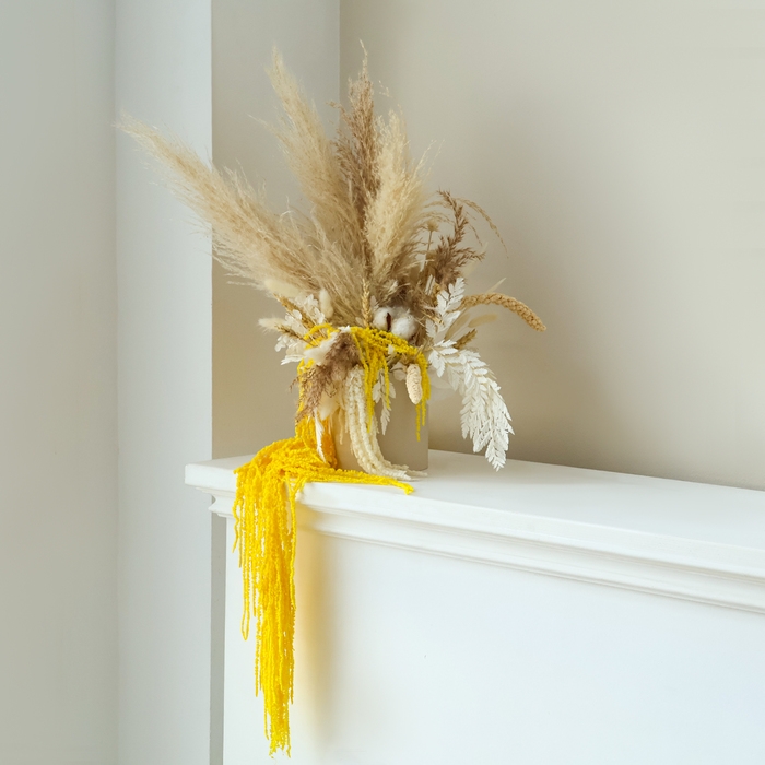 Сухие цветы амаранта, 100 г, размер листа: от 50 до 60 см, цвет жёлтый