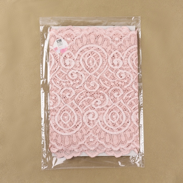 Кружевная эластичная ткань, 190 мм × 2,7 ± 0,5 м, цвет розово-бежевый Кружевная эластичная ткань, 190 мм × 2,7 ± 0,5 м, цвет розово-бежевый