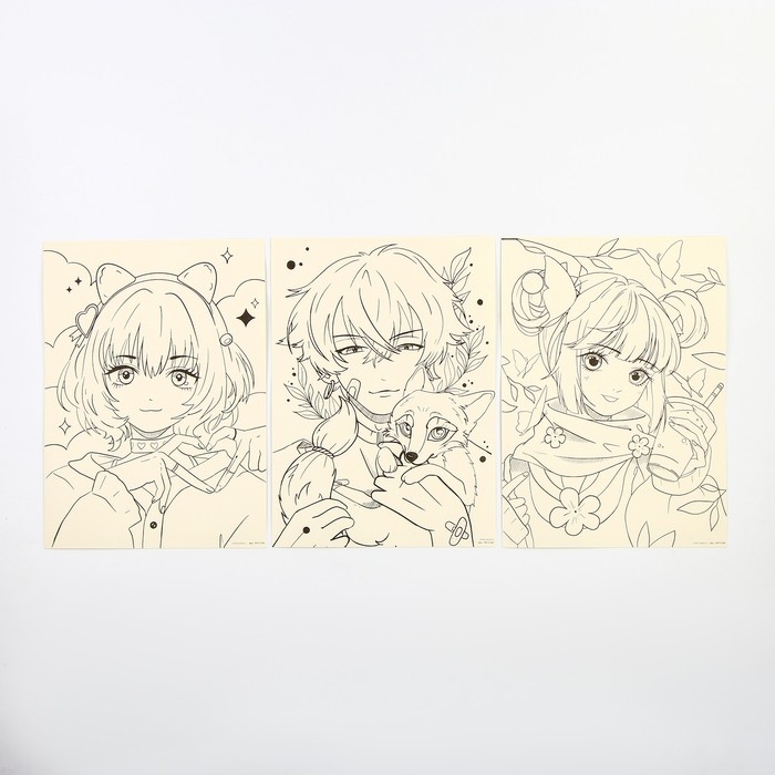 Набор для скетчинга &laquo;Аниме. Лис и девочка&raquo;, на акварельной бумаге