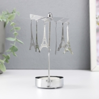 Подсвечник металл на 1 свечу "Карусель. Париж" d=5 см серебро 7,5х7,5х13 см