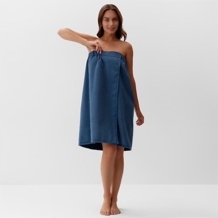Полотенце Этель, цв. синий, жен. парео 75х150 см, 100% полиэстер, 300 г/м2