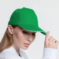 Бейсболка Classic, ярко-зеленая с белым кантом