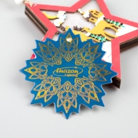 Ёлочная игрушка &laquo;Красная звезда с оленями&raquo;, от батареек, свечение тёплое белое