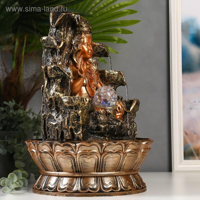 Фонтан настольный от сети, подсветка Фонтан настольный от сети, подсветка "Шива у скалы с водопадом" 42х28х28 см