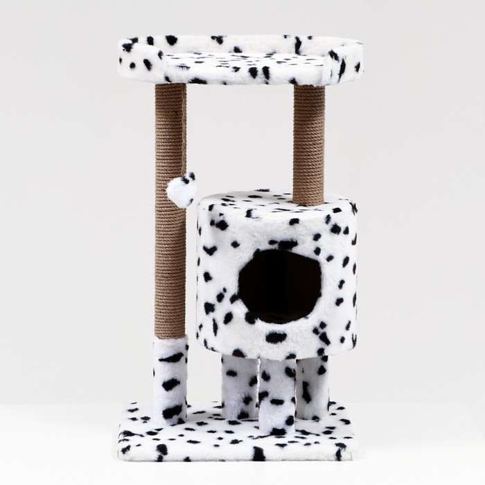 Домик для кошек с когтеточкой Домик для кошек с когтеточкой "Круглый с площадкой", 52 х 52 х 95 см, далматинец