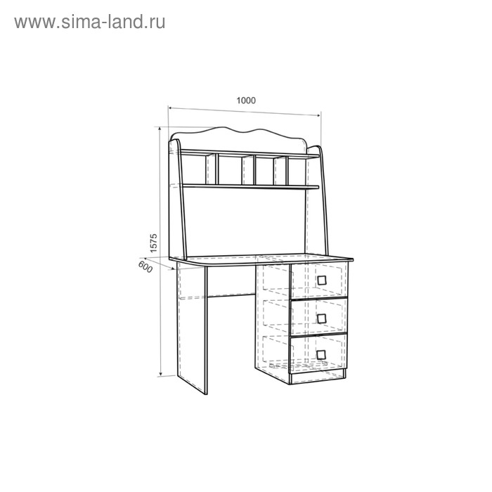 Стол Фэнтези, 1000х600х1575, Белый рамух