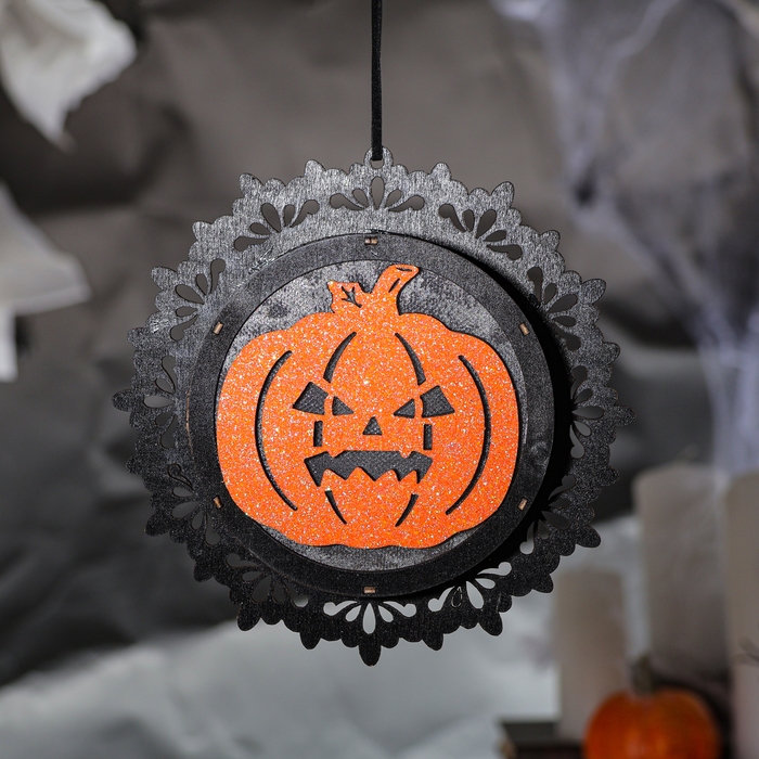 Подвеска с подсветкой «Тыква», 4,5 × 14,5 × 3 см Подвеска с подсветкой «Тыква», 4,5 × 14,5 × 3 см