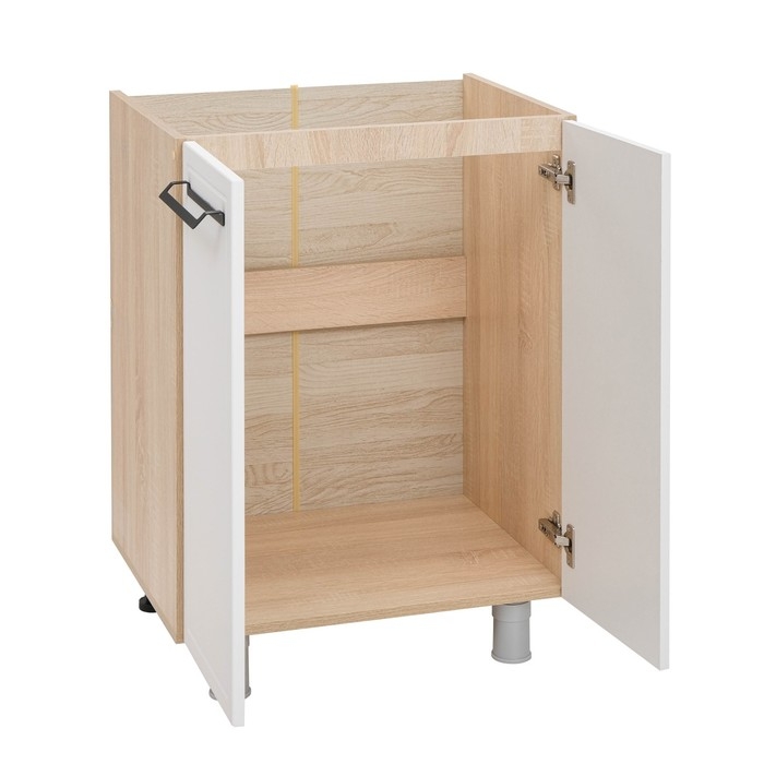 Шкаф наполный под мойку Квадро, 600х470х826, Дуб сонома/Нубук Милк Шкаф наполный под мойку Квадро, 600х470х826, Дуб сонома/Нубук Милк