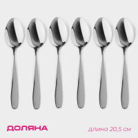 Ложки столовые из нержавеющей стали Доляна &laquo;Симпли&raquo;, длина 20,5 см, 6 шт