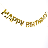 Гирлянда &laquo;С днём рождения&raquo;, цвет золотой