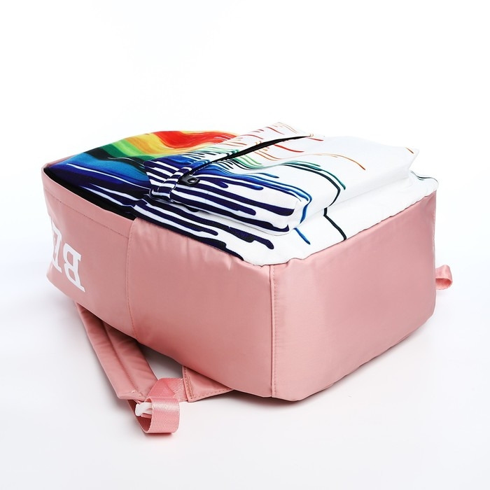 Рюкзак школьный из текстиля, 4 кармана, цвет розовый/разноцветный Рюкзак школьный из текстиля, 4 кармана, цвет розовый/разноцветный