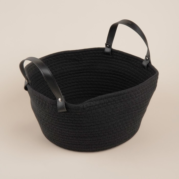 Корзина для хранения SL Home &laquo;Луиза&raquo;, плетёная ручной работы, 33&times;33&times;16 см, цвет чёрный