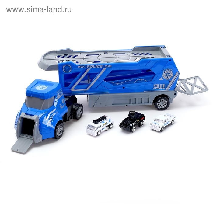 Грузовик инерционный «Полицейский автовоз» с 3 машинами Грузовик инерционный «Полицейский автовоз» с 3 машинами