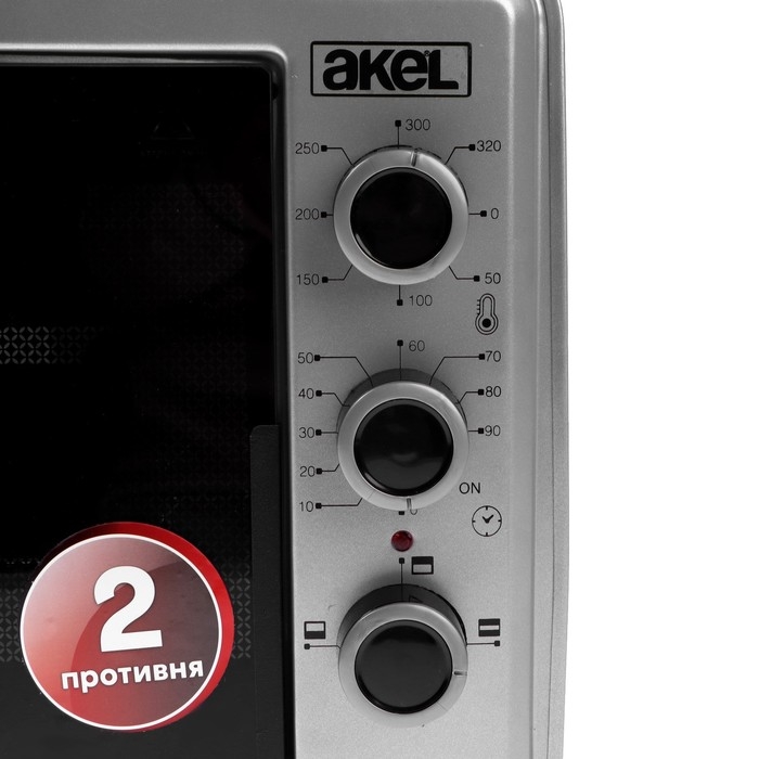 Мини-печь AKEL AF-930, 1300 Вт, 45 л, 50-320&deg;С, таймер, серебристая