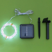 Гирлянда &laquo;Нить&raquo; 20 м роса, IP44 серебристая нить, 200 LED, свечение белое, 2 режима, солнечная батарея