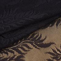 Кружевная эластичная ткань, 200 мм &times; 2,7 &plusmn; 0,5 м, цвет чёрный