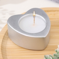 Свеча "Сердце малое. Мрамор" в подсвечнике из гипса, 7х3см,серебро Свеча "Сердце малое. Мрамор" в подсвечнике из гипса, 7х3см,серебро