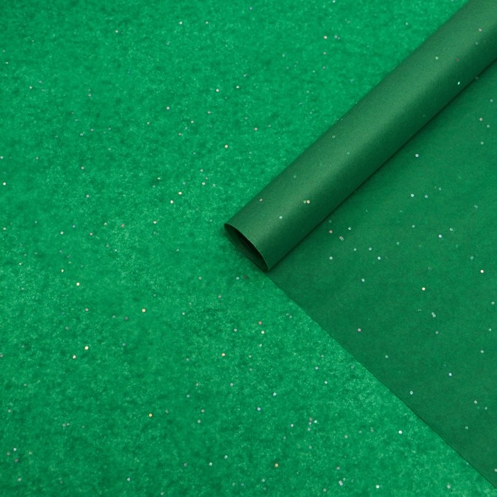 Бумага упаковочная тишью, Бумага упаковочная тишью, "Конфетти", тёмно-зелёный, 50см х 10 м