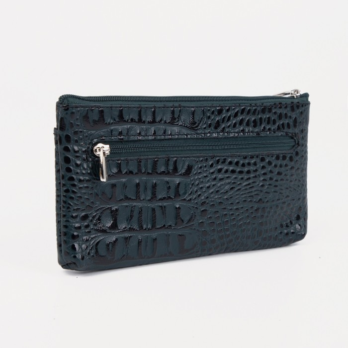 Кошелёк женский на молнии, цвет тёмно-зелёный