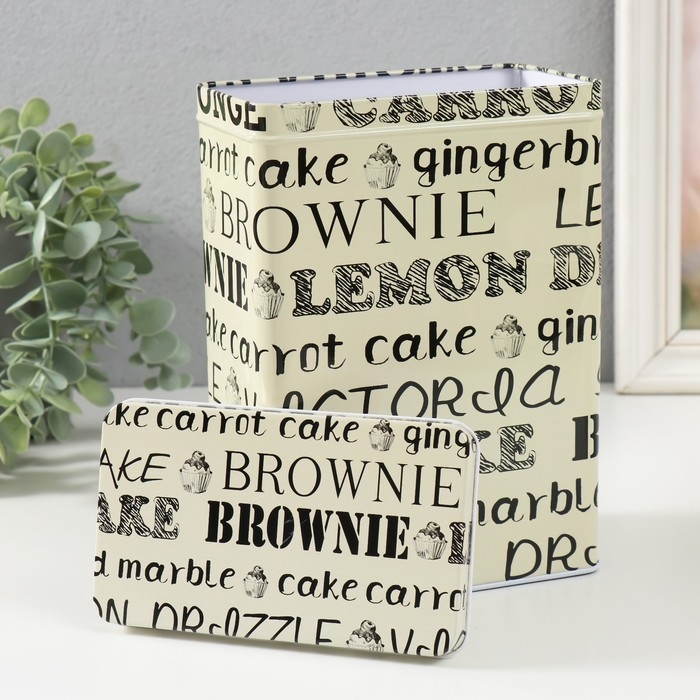 Шкатулка металл прямоугольная Шкатулка металл прямоугольная "Сладкая выпечка" набор 2 шт 7х11х18,5 8,5х14,5х20 см