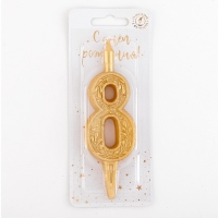 Свеча для торта цифра "Золотой узор", 10,2 см, цифра "8" Свеча для торта цифра "Золотой узор", 10,2 см, цифра "8"