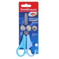 Ножницы детские ErichKrause Joy Pastel, 13.5 см, с закруглёнными концами лезвий и линейкой, блистер, МИКС