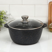 Кастрюля &laquo;Гранит Star&raquo;, 4 л, d=24 см, h= 12 см, антипригарное покрытие, цвет чёрный